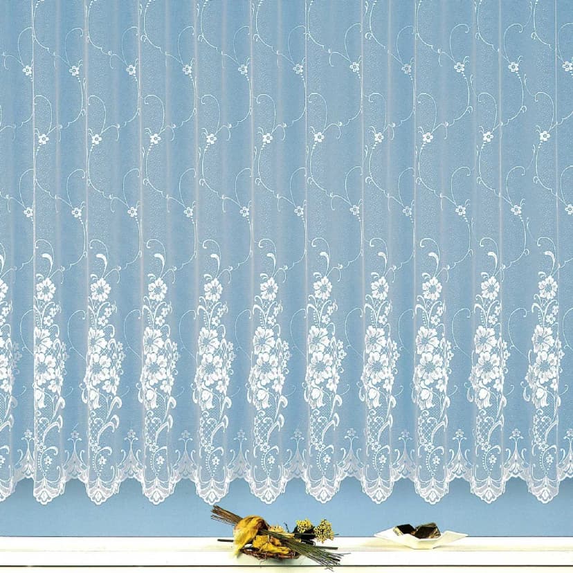 Gardine edler Jacquard Store in Florentiner Optik Vorhang reinweiß Typ261