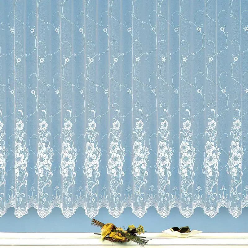 Gardine edler Jacquard Store in Florentiner Optik Vorhang reinweiß Typ261 – neu – Möbel – Foto 1 von 3