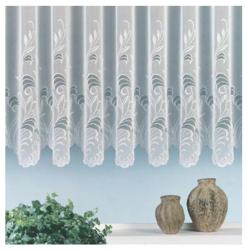 Store Gardine Jacquard Transparent Weiß Bordüre Gebogt Maß Vorhang Ökotex Typ559 – neu – Möbel – Foto 1 von 5