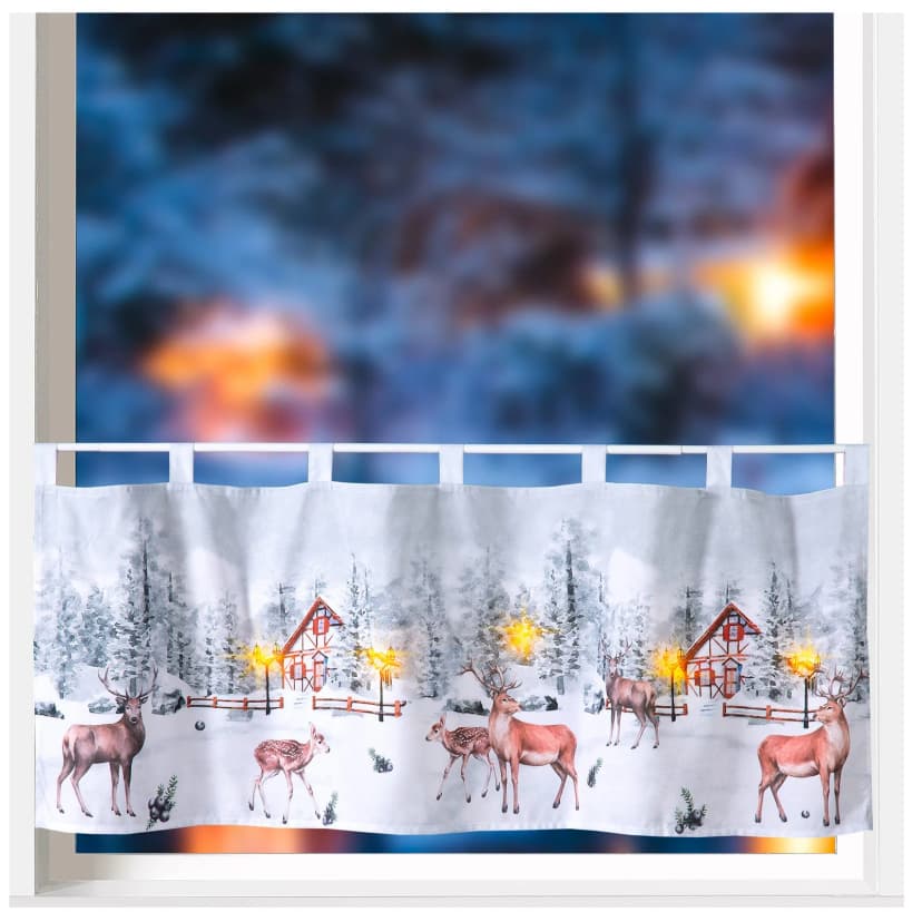 heimtexland ® LED Scheibengardine Weihnachten Deko Gardine beleuchtet Typ651