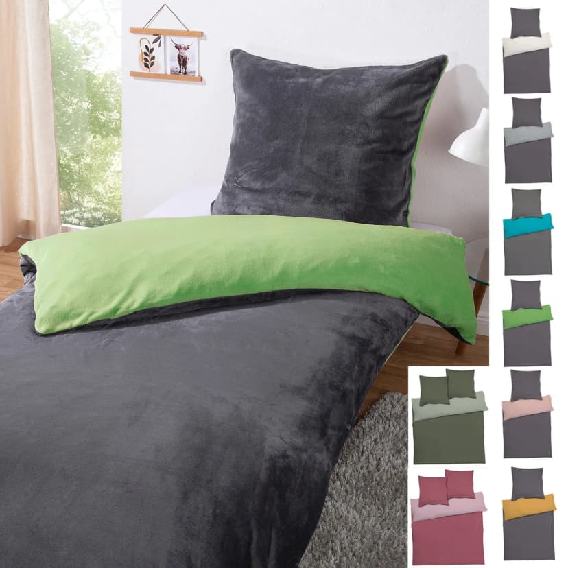heimtexland ® Winter Bettwäsche Cashmere Touch Teddy Flanell Wende Bezug Typ751