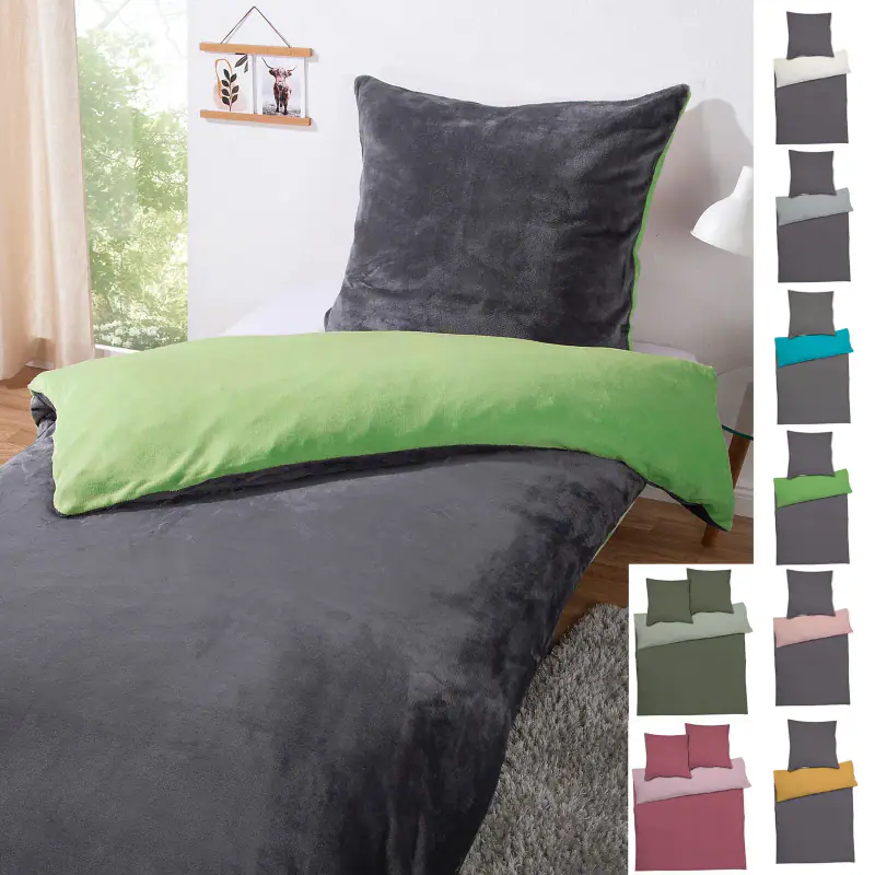 heimtexland ® Winter Bettwäsche Cashmere Touch Teddy Flanell Wende Bezug Typ751 – neu – Möbel – überwiegend weiß – Foto 1…