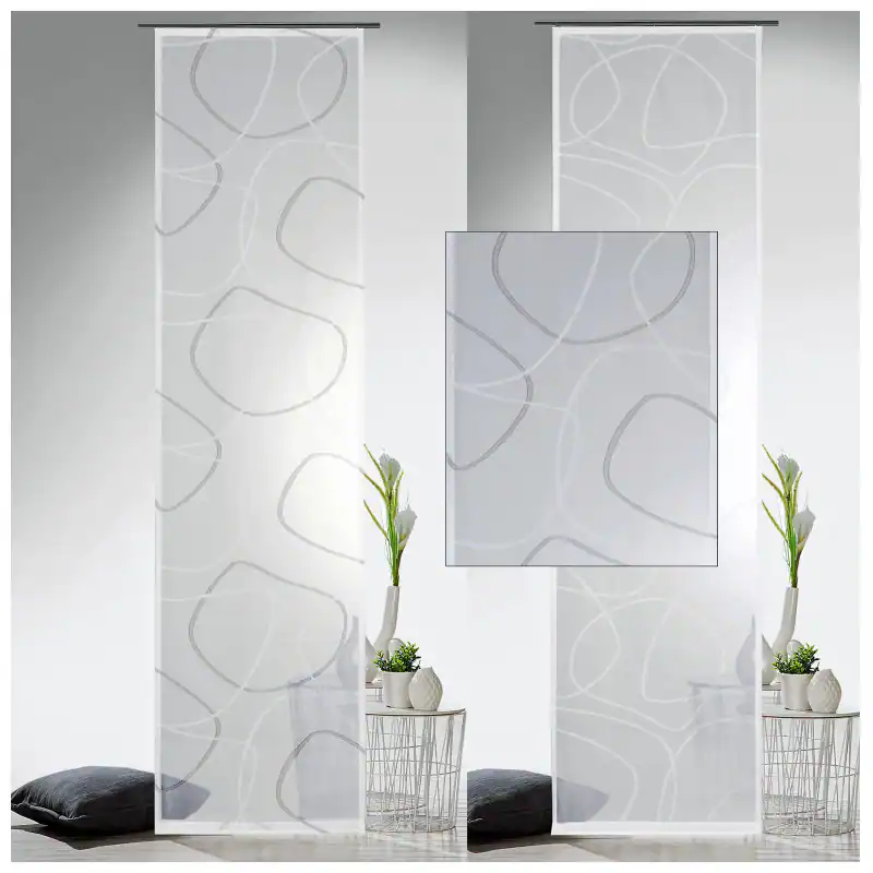 Flächenvorhang Stone Abstrakt 60x245cm transparent Schiebegardine Vorhang Typ595 – neu – Möbel – überwiegend silber – Foto…