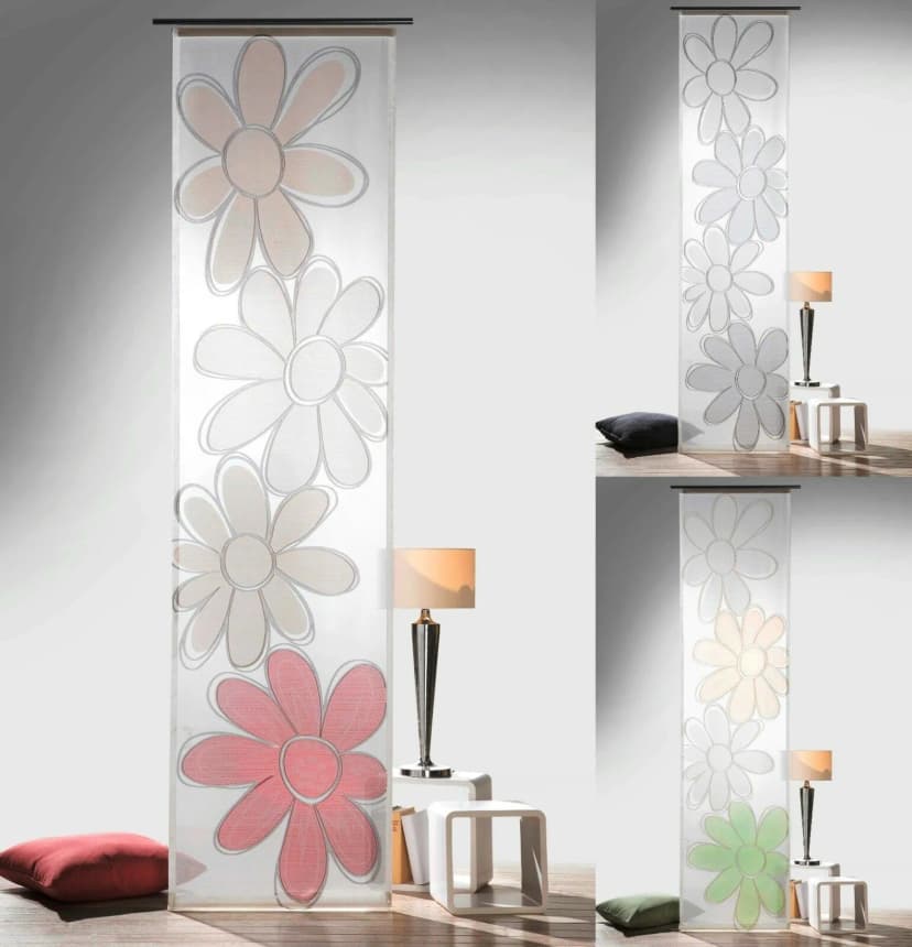 Flächenvorhang Schiebegardine Vorhang inkl. Zubehör 60x245cm Natur Blumen Typ569