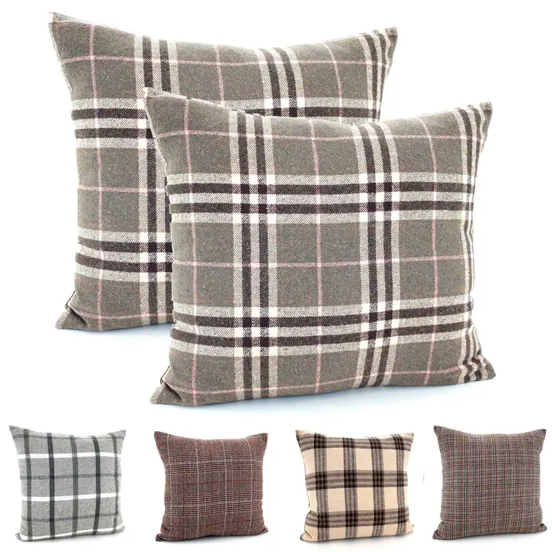 heimtexland ® Dekokissen Tartan kariert Kissen cosy Karo Deko Kissenhülle Typ899 – neu – Möbel – überwiegend weiß – Foto 1…
