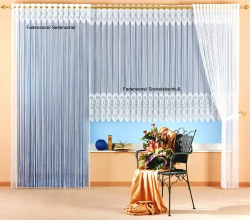 Gardine Fadenstore Fadengardine Seitenschal Store Vorhang weiß transparent Typ53