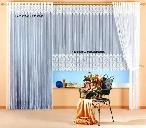 Gardine Fadenstore Fadengardine Seitenschal Store Vorhang weiß transparent Typ53 – neu – Möbel
