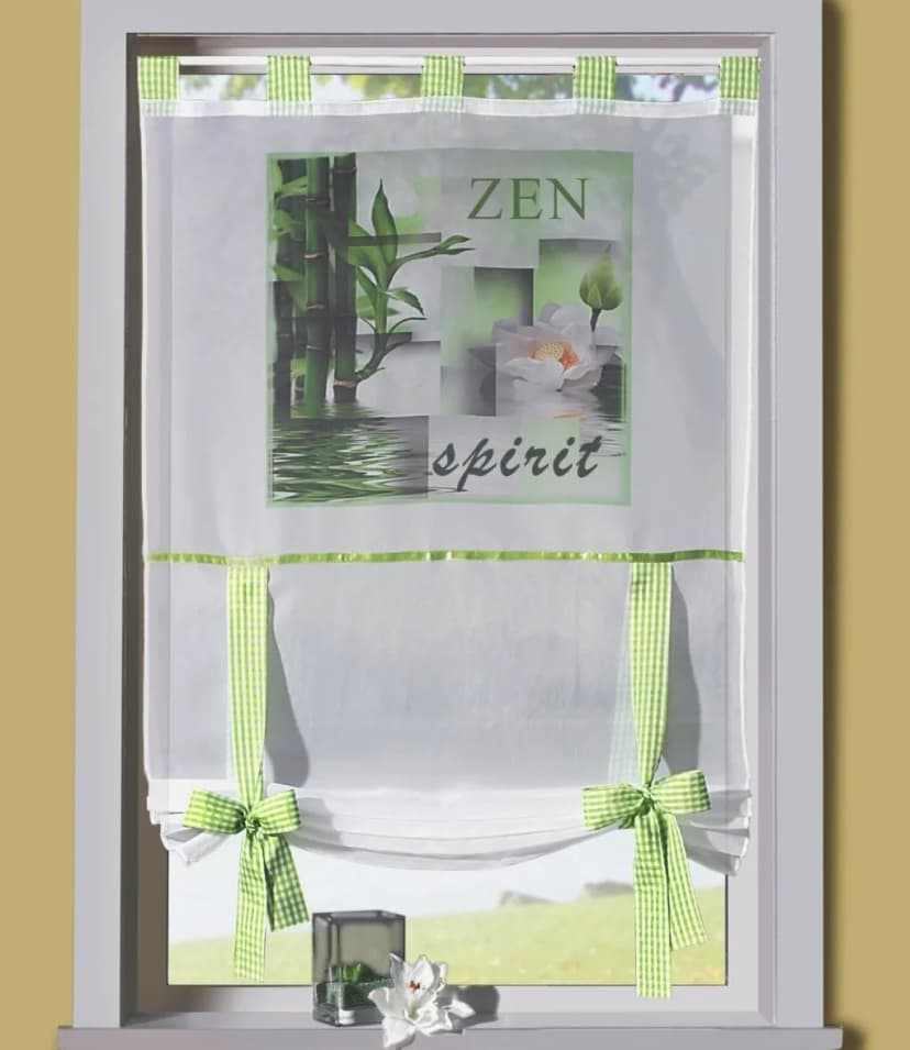 Gardine Raffrollo Wellness grün Fotodruck ZEN Orchidee Scheibengardine Typ323