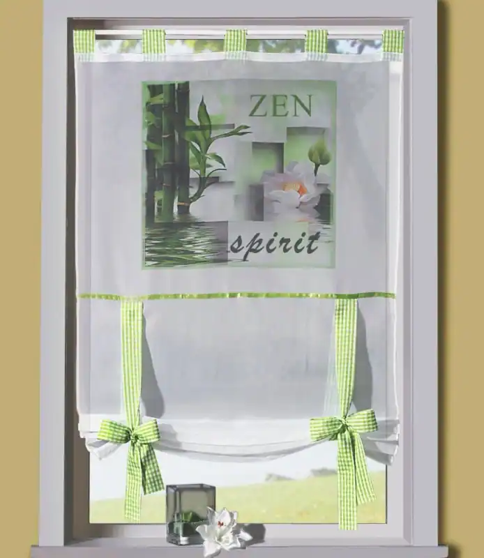 Gardine Raffrollo Wellness grün Fotodruck ZEN Orchidee Scheibengardine Typ323 – neu – Möbel – Foto 1 von 2