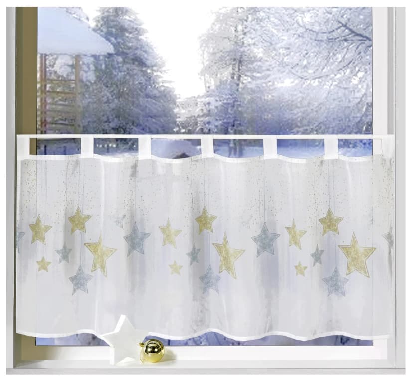 Scheibengardine Weihnachten Fenster Dekoration Sterne Gold Silber Gardine Typ651