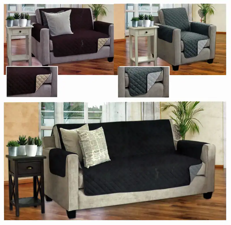 Wende Schonbezug 1-/2-/3-Sitzer Sesselschoner Sofaschoner Couch Überwurf Typ646 – neu – Möbel – überwiegend weiß – Foto 1…