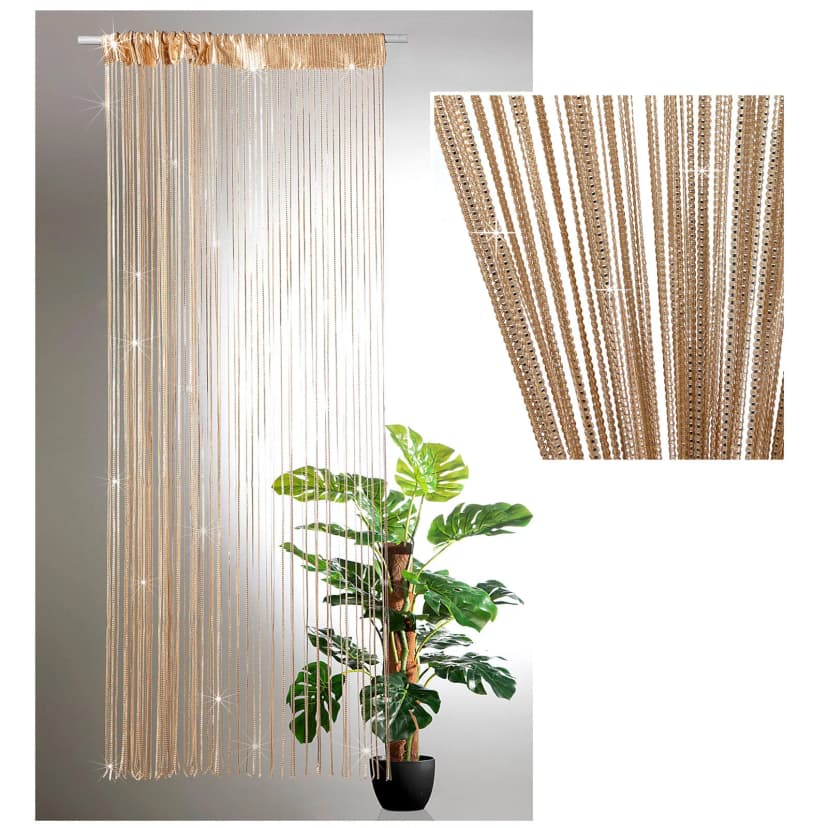 Fadenvorhang Gold Glitzer Deko Fadengardine Lurex Fensterdeko Weihnachten Typ774