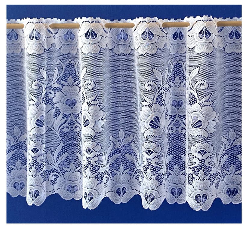 Scheibengardine Panneaux Jacquard Bistro Gardine Blumen weiß Fensterdeko Typ10
