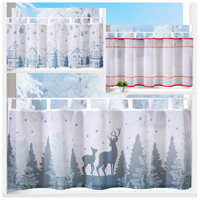 Scheibengardine Winter Fensterdekoration Weihnachten Bistrogardine 50x140 Typ844