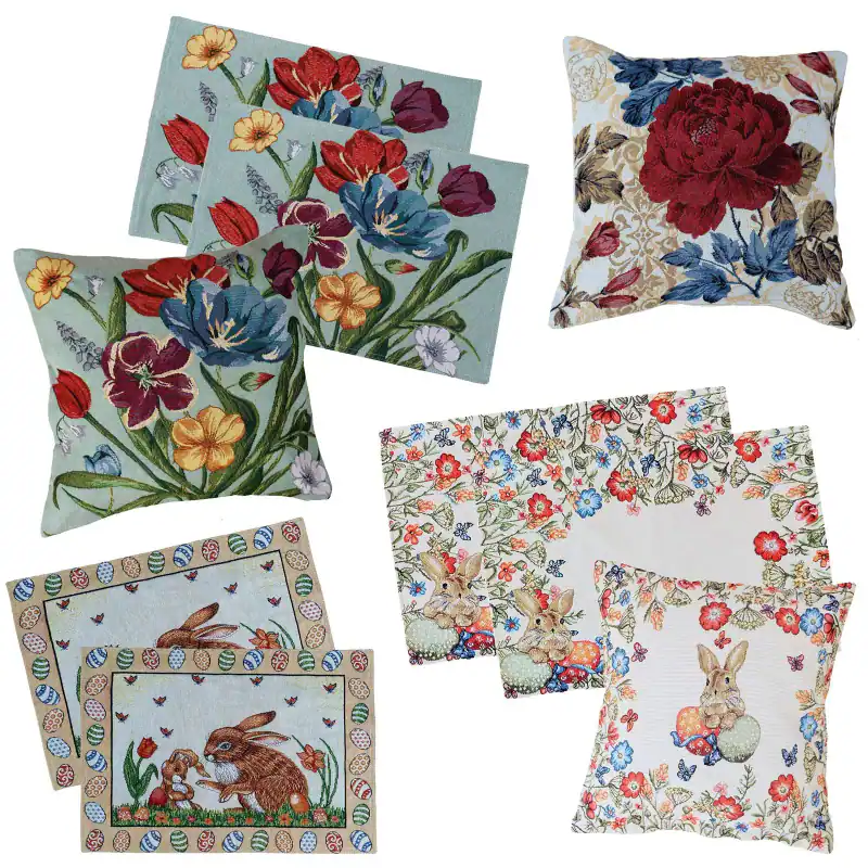 Gobelin Tischdeko Ostern Deko Kissen Tischset Blumen Platzsets Kissen Typ884 – neu – Möbel – überwiegend weiß – Foto 1 von 5
