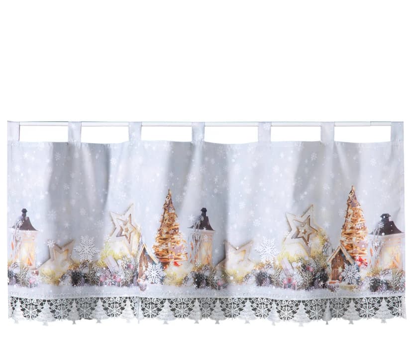 Scheibengardine Weihnachten Deko Gardine Makramee Borte Fensterdeko Tanne Typ651