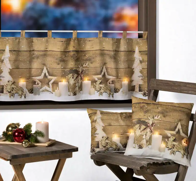 Weihnachten Scheibengardine m. LED Beleuchtung Fensterdeko Weihnachtsdeko Typ589 – neu – Möbel – überwiegend weiß – Foto 1…