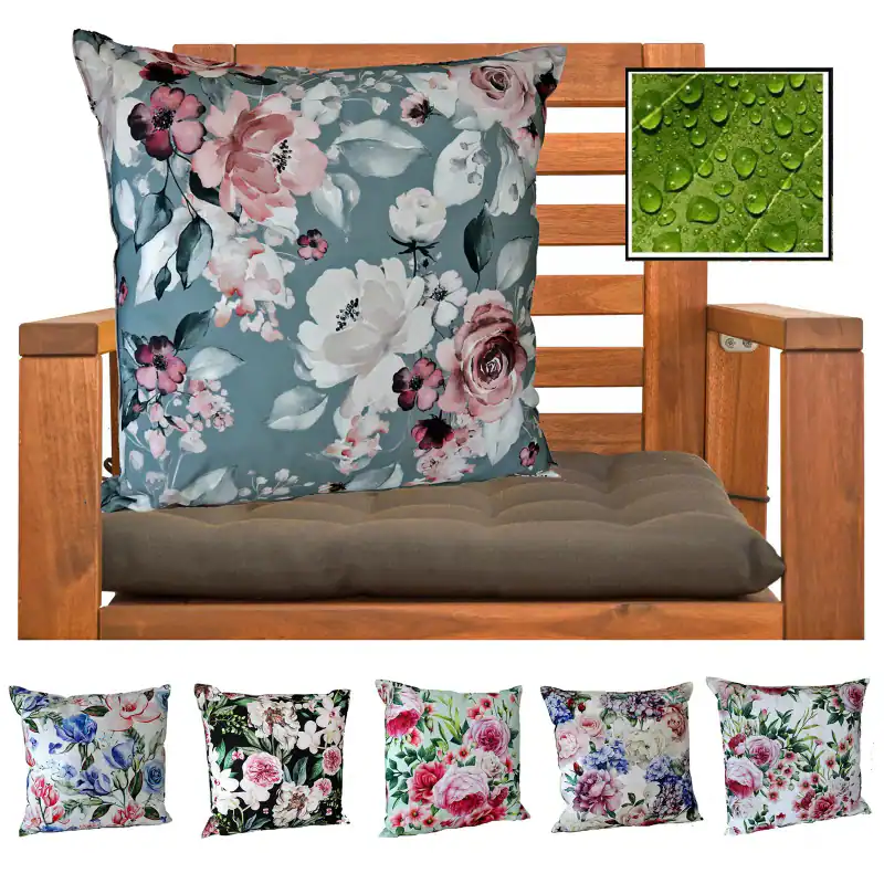 Outdoor Kissen Wasserabweisend Rosen Blumen Deko Gartenkissen Landhaus Typ675 – neu – Möbel – überwiegend weiß – Foto 1 von 5