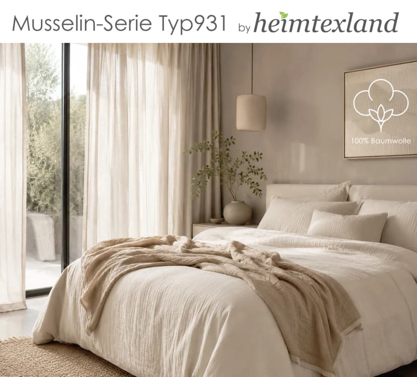 Heimtexland Musselin Bettwäsche Set Baumwolle kuschelweich atmungsaktiv Typ931