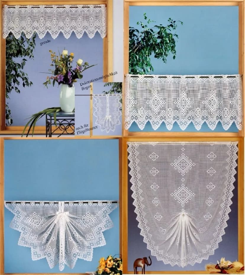 Gardine Scheibengardine Landhaus Karo Jacquard Vorhang weiß Shabby Chic Typ232