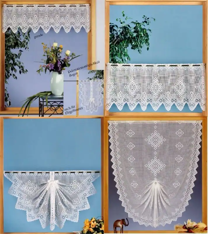Gardine Scheibengardine Landhaus Karo Jacquard Vorhang weiß Shabby Chic Typ232 – neu – Möbel – Foto 1 von 5