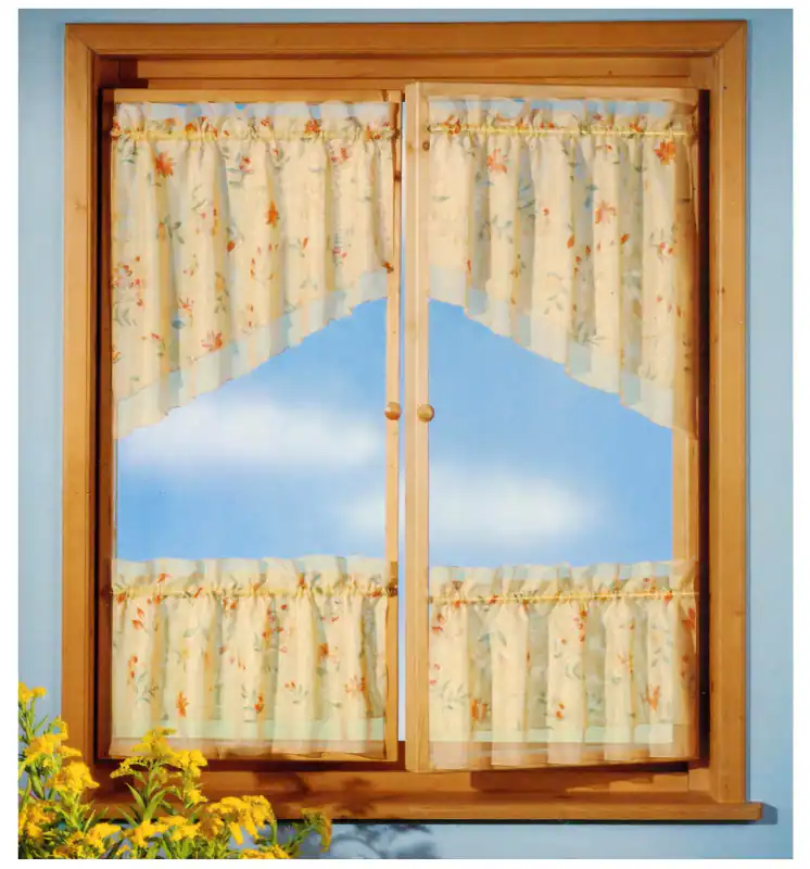 Scheibengardinen Set Fensterdekoration Landhaus Terra Gelb Blumen Gardine Typ61 – neu – Möbel – Foto 1 von 5