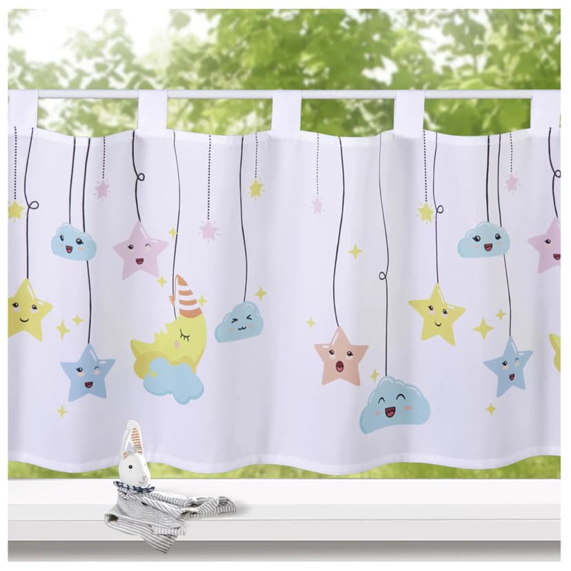 heimtexland ® Kinderzimmer Scheibengardine Deko Kinder Gardine Sterne Typ757