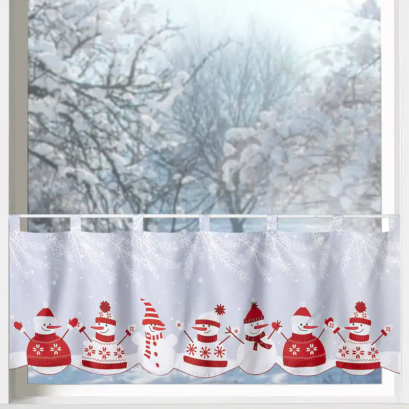 Scheibengardine Weihnachten Deko Gardine Winter Fensterdeko Schneemann Typ651 – neu – Möbel – überwiegend weiß – Foto 1 von 5