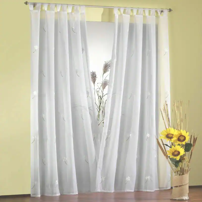 Gardine bestickt Vorhang Schlaufenschal mit Blumen Stickerei TOP Qualität Typ168 – neu – Möbel – überwiegend beige