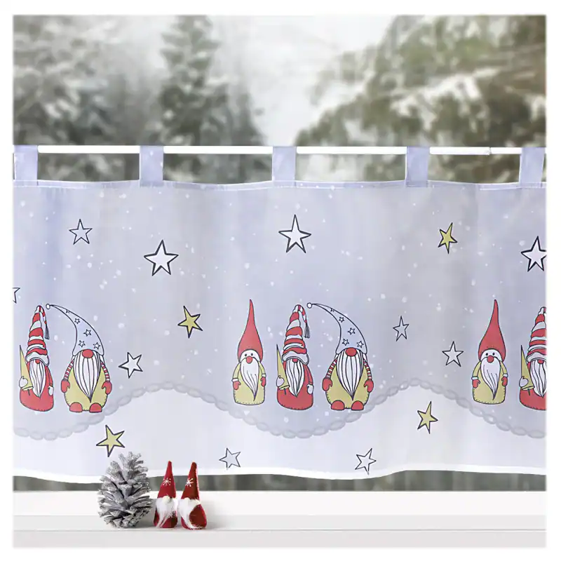 Scheibengardine Weihnachten Deko Gardine Wichtel Sterne Fensterdekoration Typ651 – neu – Möbel – überwiegend weiß – Foto 1…