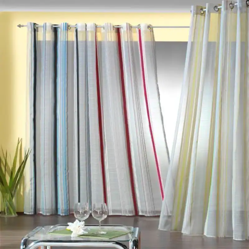 Gardine Ösenschal chic in weiß gestreift weichfliesende Qualität Vorhang Typ203 – neu – Möbel – Foto 1 von 3