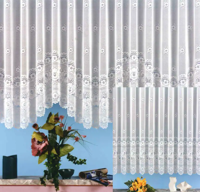 Gardine Vorhang Store gebogt aus hochwertigem Jacquard mit schönen Blumen Typ25 – neu – Möbel – überwiegend beige – Foto 1…