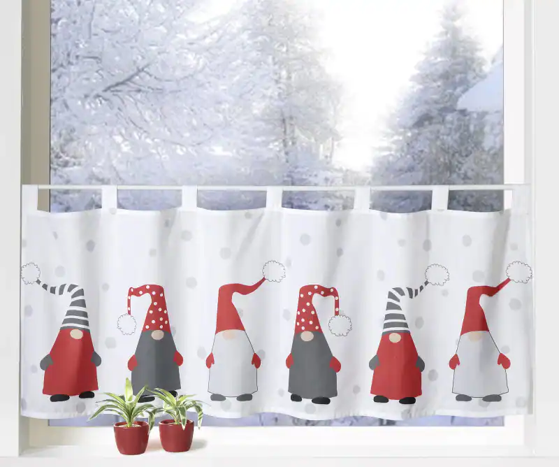 Wichtel Weihnachtsgardine Scheibengardine Weihnachten Fensterdeko Gardine Typ651 – neu – Möbel – überwiegend weiß – Foto 1…