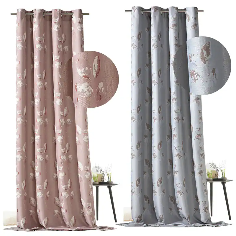 Ösenschal Vorhang Jacquard Blickdicht HxB 245x140 Dekoschal Blätter Natur Typ700 – neu – Möbel – überwiegend weiß – Foto 1…