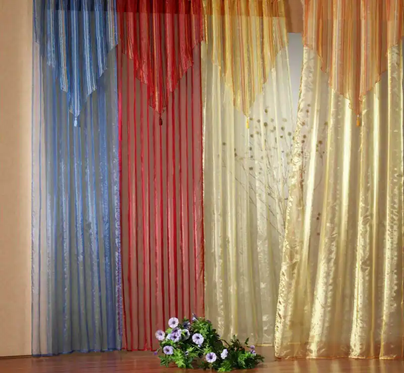 Gardinen Schal Vorhang Organza mit Quaste+Spitze, Universalschienenband Typ140 – neu – Möbel – überwiegend grau