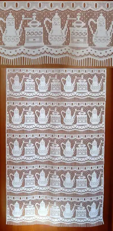 Gardine Scheibengardine Türvorhang Fransen Fensterbild Café Shabby Chic Typ272 – neu – Möbel – überwiegend silber – Foto 1…
