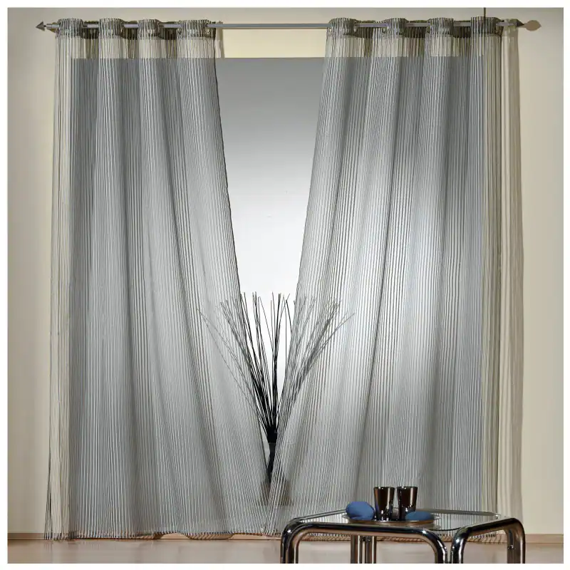 heimtexland ® Dekoschal Organza Streifen Anthrazit Grau Ösenschal Vorhang Typ744 – neu – Möbel – Foto 1 von 4