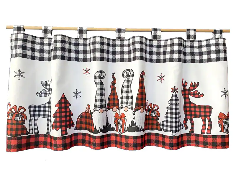 Scheibengardine Weihnachten Deko Gardine Wichtel Karo Fensterdeko 45x120 Typ651 – neu – Möbel – überwiegend weiß – Foto 1…