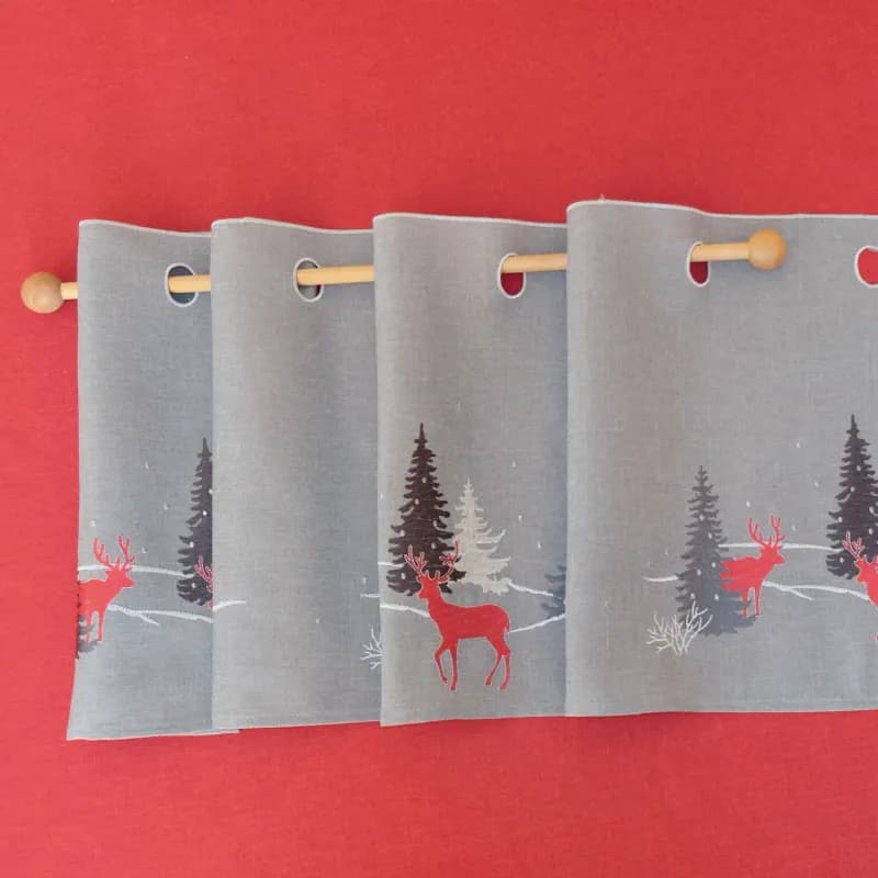 Weihnachten Scheibengardine Kissenhülle Tischdecke Tischläufer Hirsch rot Typ369 – neu – Möbel – Foto 1 von 5