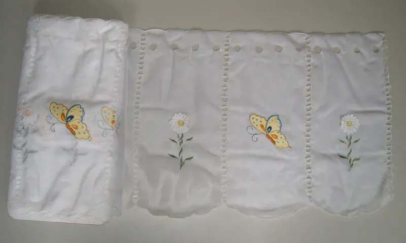 Gardine Meterware Scheibengardine Stickerei Schmetterling Blume weiß gelb Typ104 – neu – Möbel – Foto 1 von 3