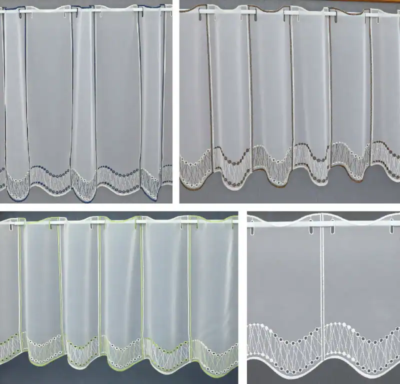 32cm breite Scheibengardine n. Maß Gardine bestickt Panneau Bistrogardine Typ448 – neu – Möbel – überwiegend silber – Foto…