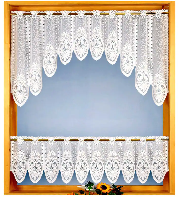 heimtexland ® Scheibengardine Ranke 2tlg Bogen Gardine Fensterdekoration Typ808 – neu – Möbel – überwiegend weiß – Foto 1…