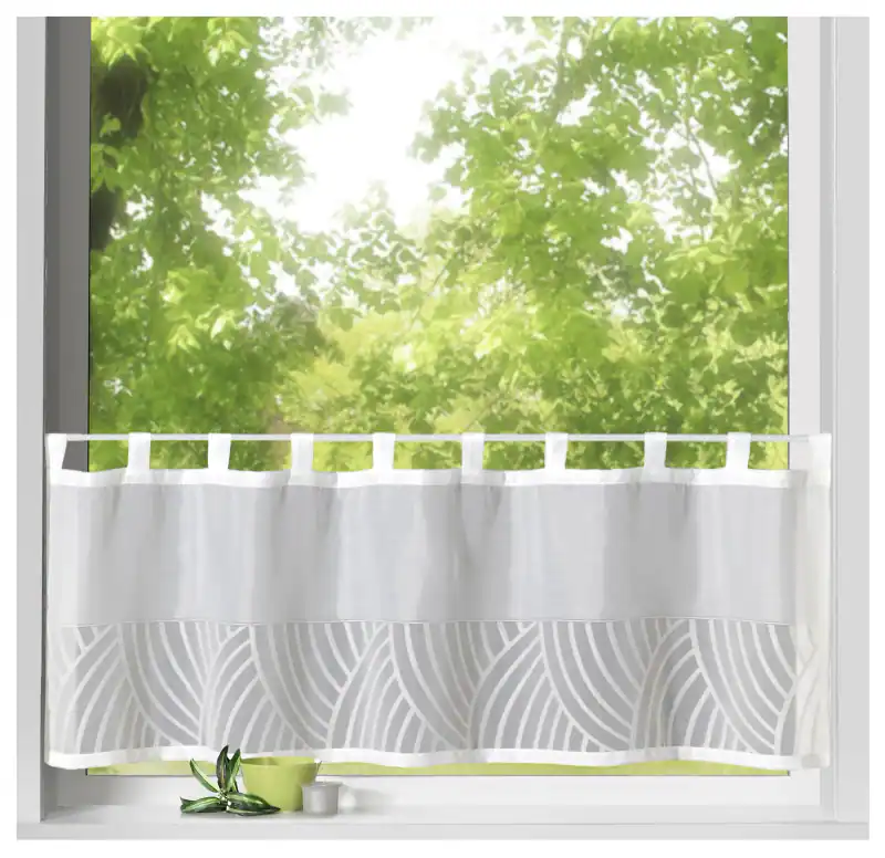 heimtexland ® Scheibengardine Natur Transparent Web Welle 45x140 Gardine Typ632 – neu – Möbel – überwiegend weiß – Foto 1…