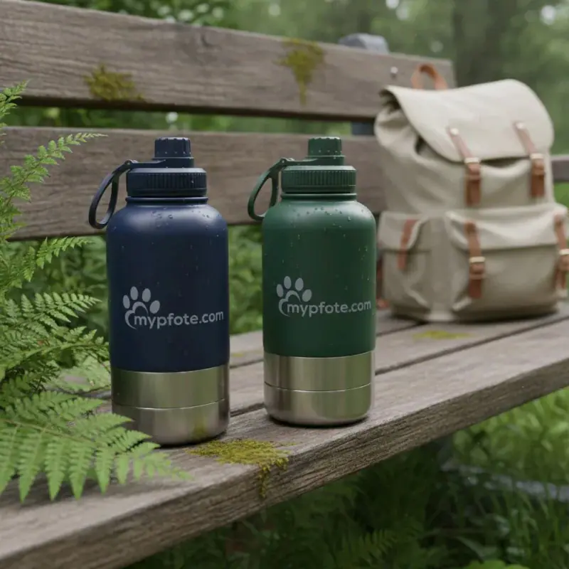 Hunde Trinkflasche 3in1 Edelstahl mit Napf & Futterfach für unterwegs – neu – Sonstiges – überwiegend grau – Foto 1 von 5