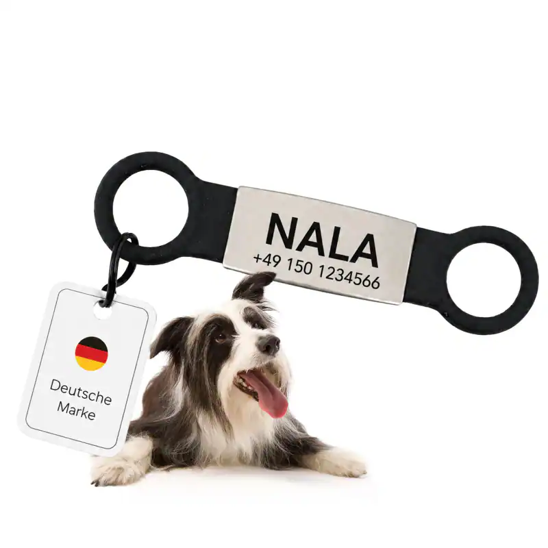 Klapperfreie Hundemarke mit Gravur Individuell Geräuschlos Tiermarke Hund Katze – neu – Sonstiges – überwiegend weiß – Foto…