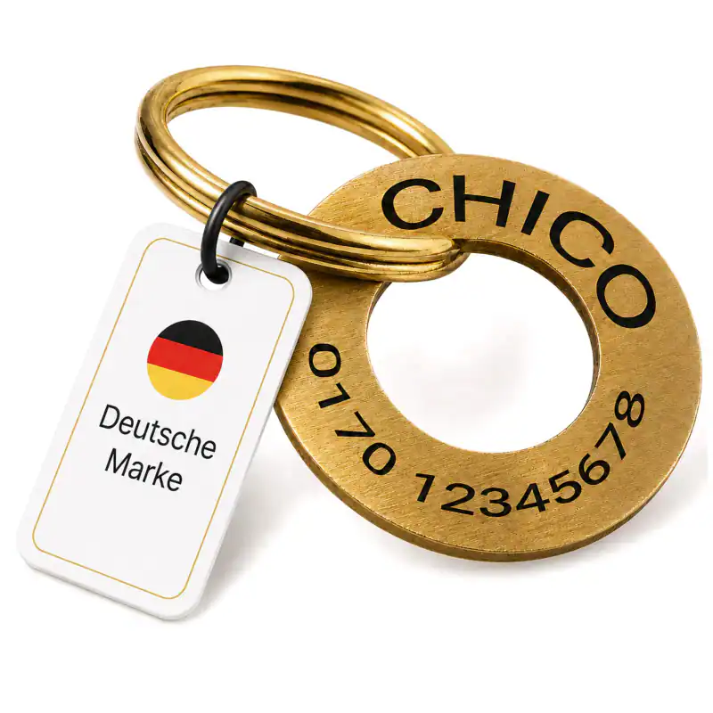 Hundemarke mit Gravur Name Telefonnummer Ring Tiermarke für Hund Katze Anhänger – neu – Sonstiges – überwiegend weiß – Foto…