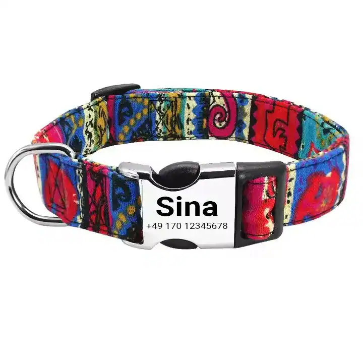 Hundehalsband personalisiert „Sina“ bunt Nylon Gravur Name Nummer verstellbar S‑ – neu – Sonstiges – Foto 1 von 2