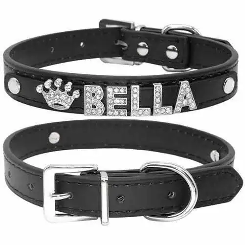 Bling Hundehalsband Mit Namen Für Kleine Hunde Personalisiert Strass PU Leder – neu – Sonstiges – überwiegend weiß – Foto 1…