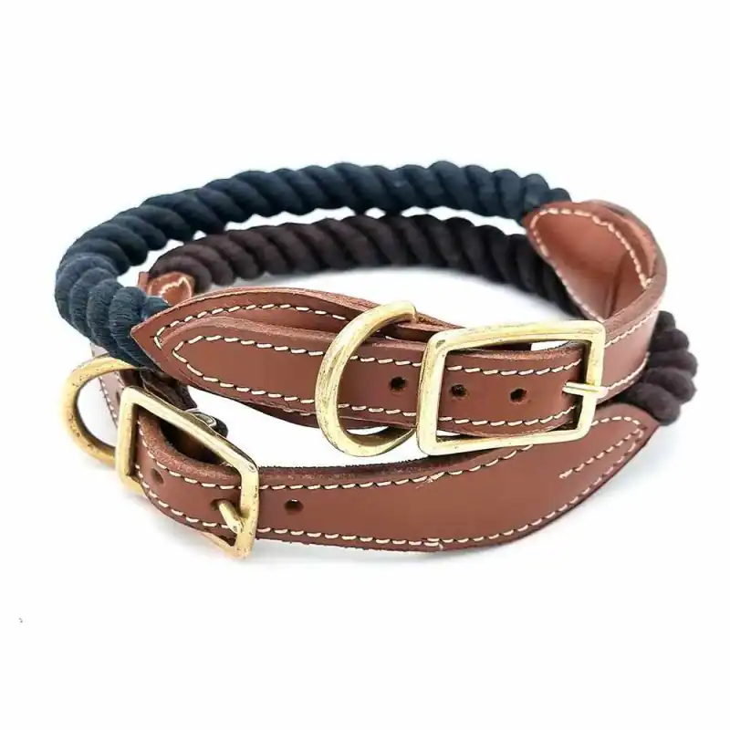 Hundehalsband Geflochten Halsband Seil Tau Seilhalsband Messing Verschluss Hunde – neu – Sonstiges – überwiegend weiß…