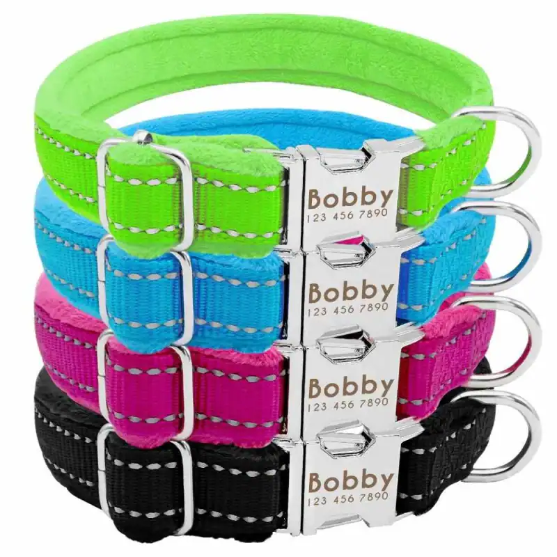 Hundehalsband Gravur Namen Telefonnummer Weiches Halsband Reflektierend Nylon – neu – Sonstiges – überwiegend weiß – Foto 1…